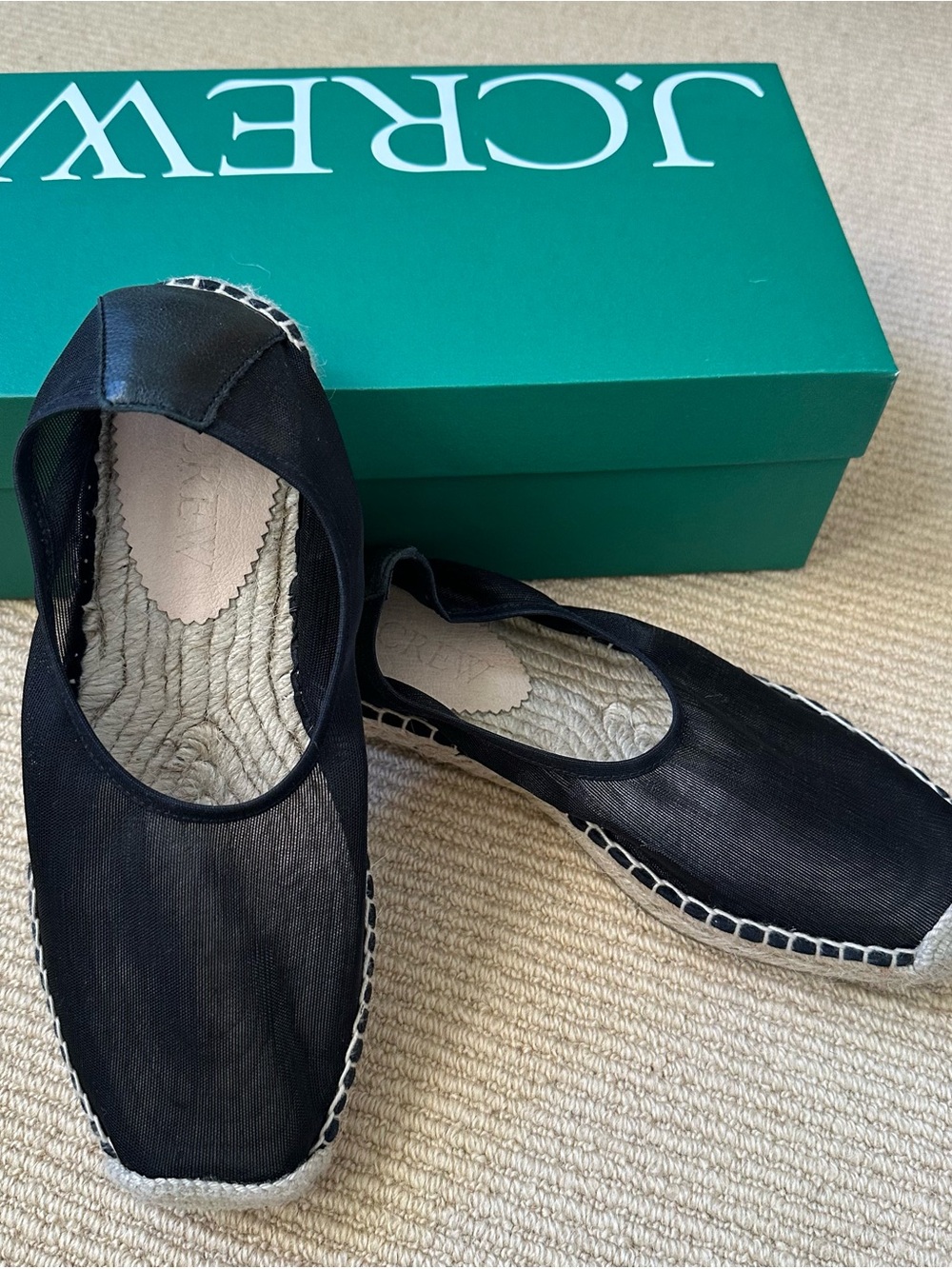 J. Crew Black Mesh Espadrille Slip-Ons